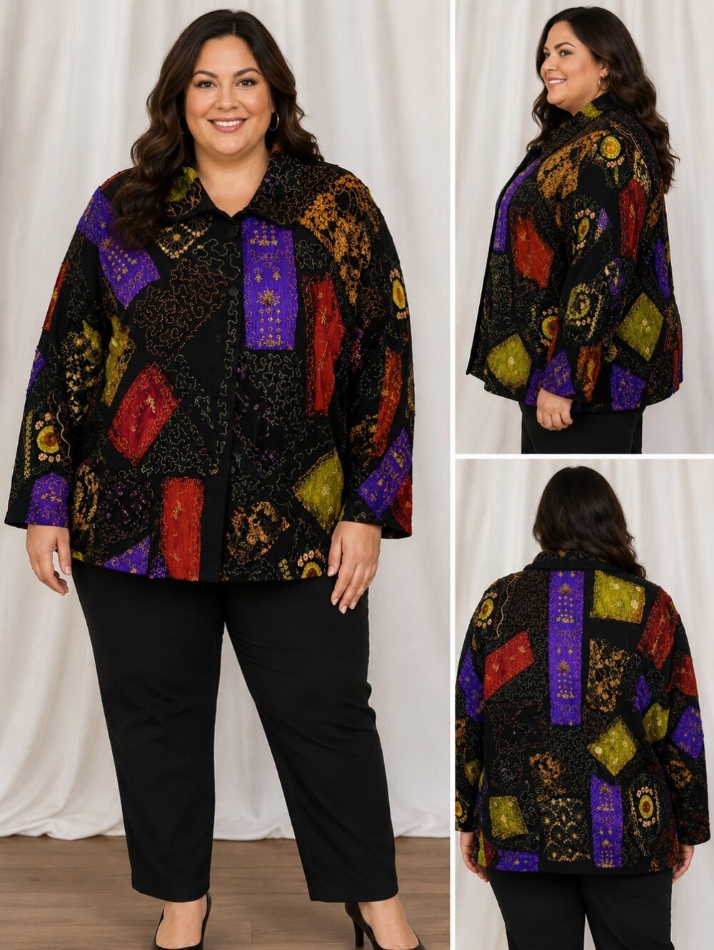 🫛Vintage Chico’s Design embellished button-down shirt in women’s size 3 (XL)